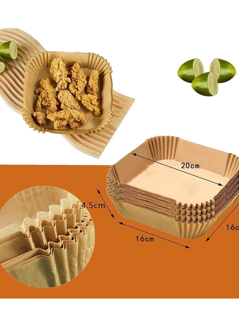 100PCS Air Fryer Disposable Paper Liner, Air Fryer Liners Square, Baking Paper for Air Fryer Water-proof, Parchment Paper for Baking Roasting Microwave - Image 1