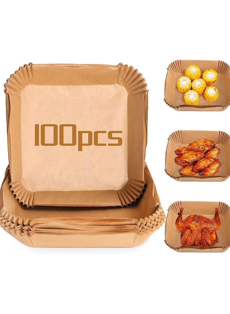 100PCS Air Fryer Disposable Paper Liner, Air Fryer Liners Square, Baking Paper for Air Fryer Water-proof, Parchment Paper for Baking Roasting Microwave - Image 2