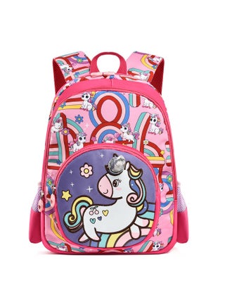 Waterproof School Bag for Girls, Pink Unicorn Print Backpack, 35x26x10cm Lightweight Bookbag Gift