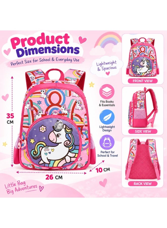 Kidzilla Waterproof School Bag for Girls, Pink Unicorn Print Backpack, 35x26x10cm Lightweight Bookbag Gift - Image 5