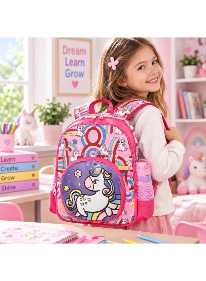 Kidzilla Waterproof School Bag for Girls, Pink Unicorn Print Backpack, 35x26x10cm Lightweight Bookbag Gift - Image 4