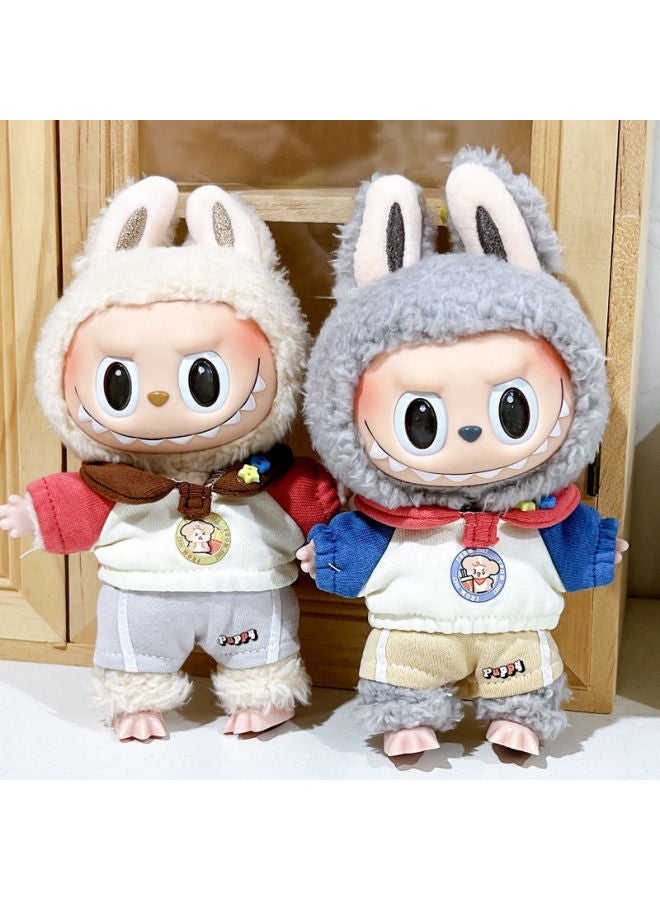 Labubu Doll Dress Poncho Cute Vinyl Doll Heart Macaron Doll Plush Toy Dress-Specifications:Labubu Can Be Worn [doll Not Included]-Color:Black Robe  - Image 5