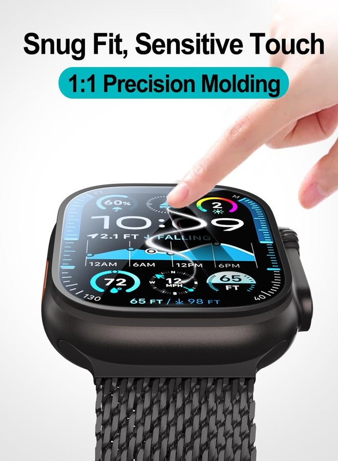 Smiling 3 Pack Screen Protector Compatible with Apple Watch Ultra 3 (2025)/ Ultra 2 /Ultra 49mm and Auto-alignment Installation Frame, Anti-Scratch Tempered Glass Screen Protector, Bubble Free, Touch Sensitive - Image 4