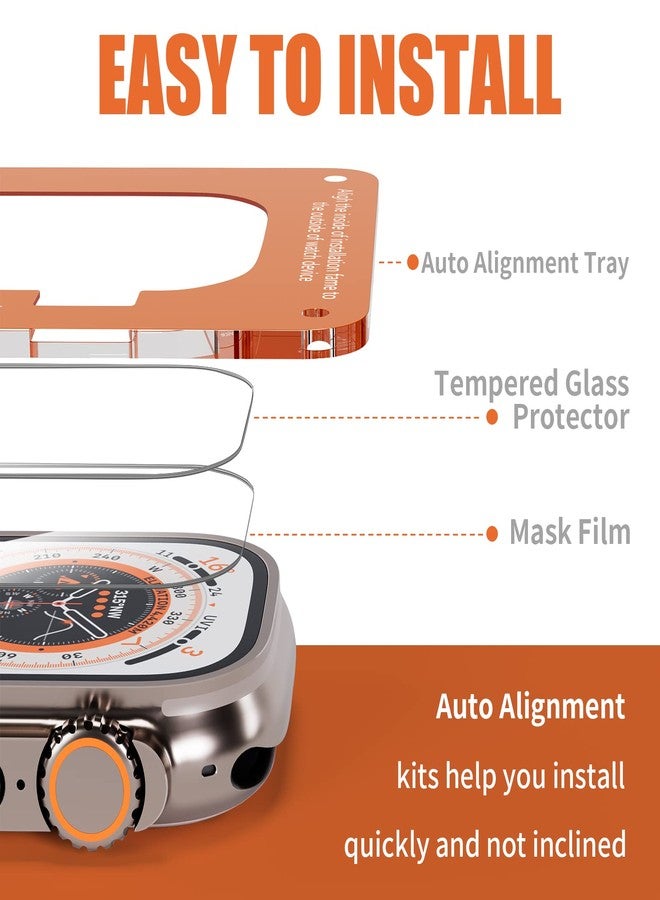 Smiling 3 Pack Screen Protector Compatible with Apple Watch Ultra 3 (2025)/ Ultra 2 /Ultra 49mm and Auto-alignment Installation Frame, Anti-Scratch Tempered Glass Screen Protector, Bubble Free, Touch Sensitive - Image 2