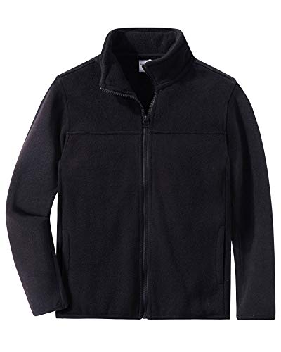 Spring&Gege Youth Solid Full-Zip Polar Fleece Jacket for Boys and Girls Size 9-10 Years Black - Image 3