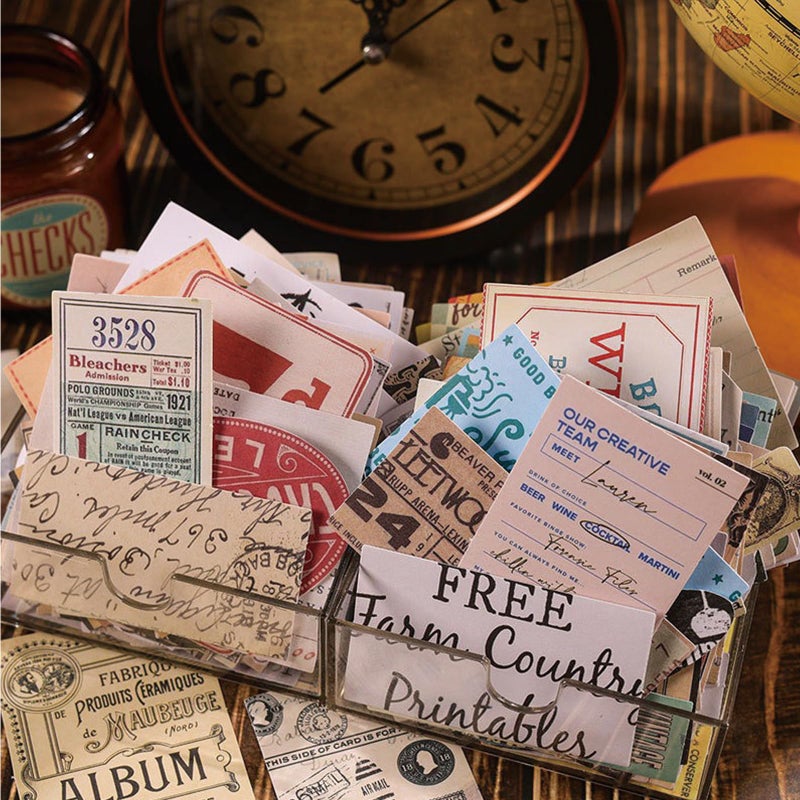 PRSTINCOL Vintage Junk Journal Sticker Pack,Artistic Reminiscence with Newspaper and Faded Letters 100 Different Designs for Scrapbooking and Collage - Image 4