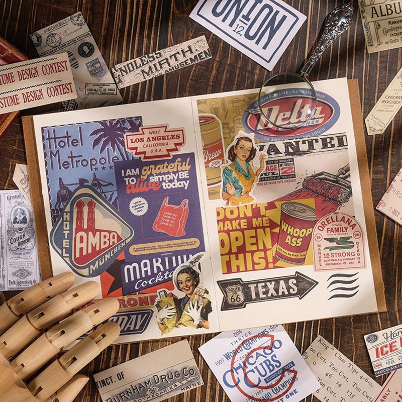 PRSTINCOL Vintage Junk Journal Sticker Pack,Artistic Reminiscence with Newspaper and Faded Letters 100 Different Designs for Scrapbooking and Collage - Image 3