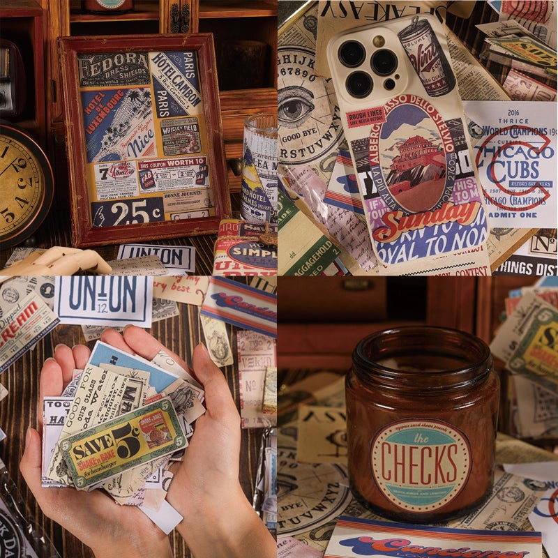 PRSTINCOL Vintage Junk Journal Sticker Pack,Artistic Reminiscence with Newspaper and Faded Letters 100 Different Designs for Scrapbooking and Collage - Image 5