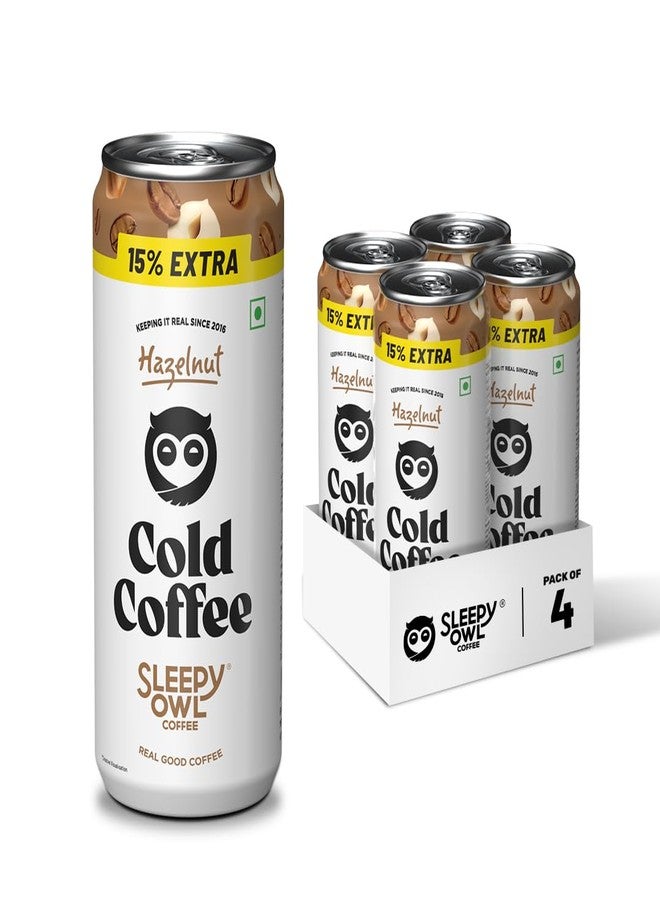 Sleepy Owl Hazelnut Cold Coffee | 4 x 230mL Cans | Made With Real Milk & Coffee | No Preservatives - Image 1