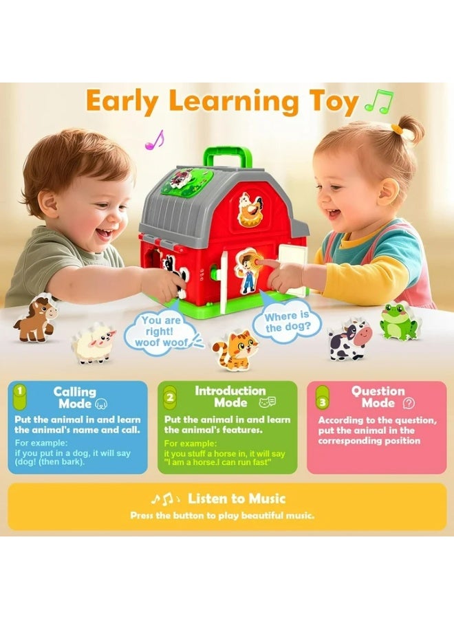 Musical Farm Animal Barn Toy with Sound & Light, Shape Sorting Learning Game for Toddlers 1-3, Baby Birthday Gift 12-18 Months - Image 4
