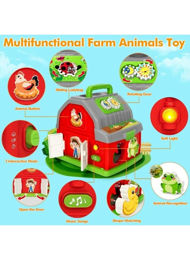 Musical Farm Animal Barn Toy with Sound & Light, Shape Sorting Learning Game for Toddlers 1-3, Baby Birthday Gift 12-18 Months - Image 2
