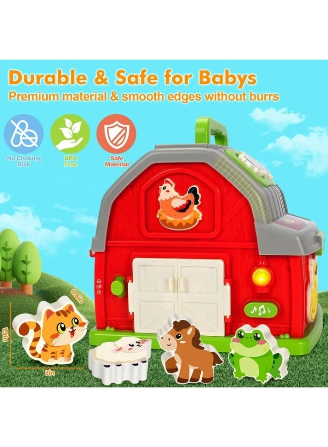 Musical Farm Animal Barn Toy with Sound & Light, Shape Sorting Learning Game for Toddlers 1-3, Baby Birthday Gift 12-18 Months - Image 5