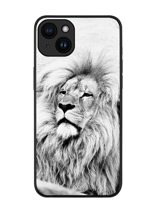 Stylizedd Cover for iPhone 15 Case Rugged Black Slim fit Soft Flexible Anti Drop TPU Gel Thin Protective Phone Cases - Wise Lion - Image 1