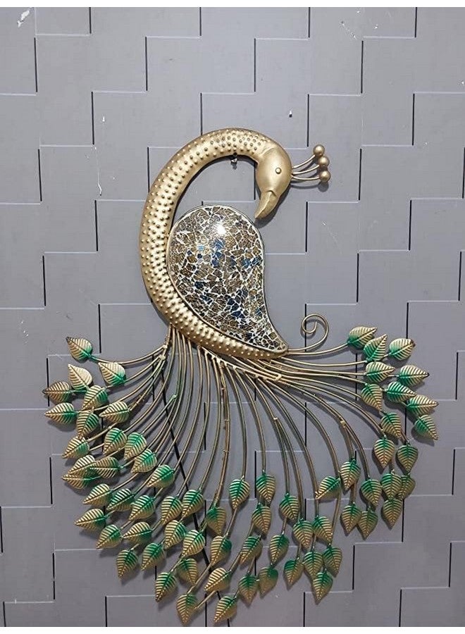 Decornus ديكور حائط طاووس معدني مصنوع يدويًا مع ضوء LED، ديكور منزلي، ديكور حائط، هدية ديوالي، هدية للشركات، معبد منزلي، (32 * 26.5 * 3 بوصة) - Image 5