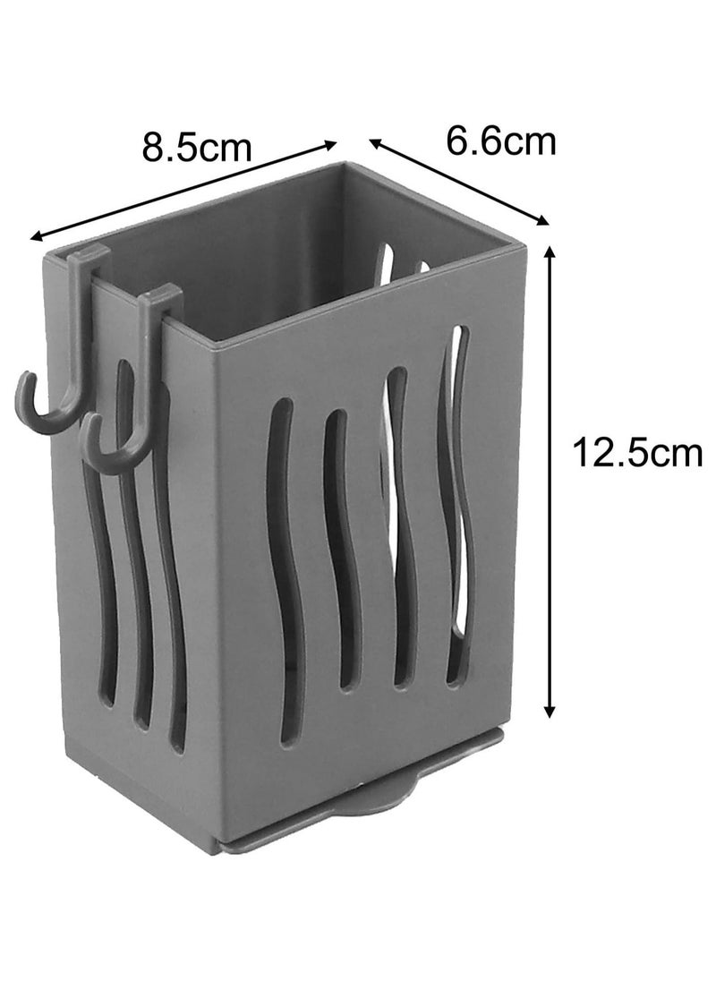 Cozy Nest 2 Multifunctional Cutlery Spoon Holder Storage Stand with Draining Tray Wall-Mounted Freestanding Utensil Rack Organizer Thickened ABS Material for Kitchen (Grey, 8.5x6.6x12.5 CM)  - Image 5