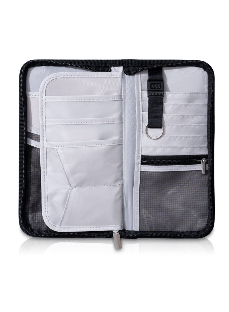 SYOSI Travel Wallet, Family Passport Holder, Travel Documents Holder Organizer with Luggage Tag, Passport Wallet with RFID Blocking for Men, ID, Money, Tickets with Zipper & Excellent Materials(Gray) - Image 2