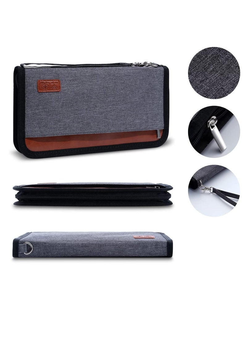 SYOSI Travel Wallet, Family Passport Holder, Travel Documents Holder Organizer with Luggage Tag, Passport Wallet with RFID Blocking for Men, ID, Money, Tickets with Zipper & Excellent Materials(Gray) - Image 4