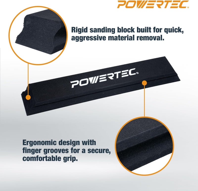 POWERTEC 16" PSA Sanding Block - Compatible with PSA Adhesive Sandpaper -Long Hand Sanding Block for Auto Body, Woodworking, Furniture Refinishing & DIY Projects (72321) - Image 3