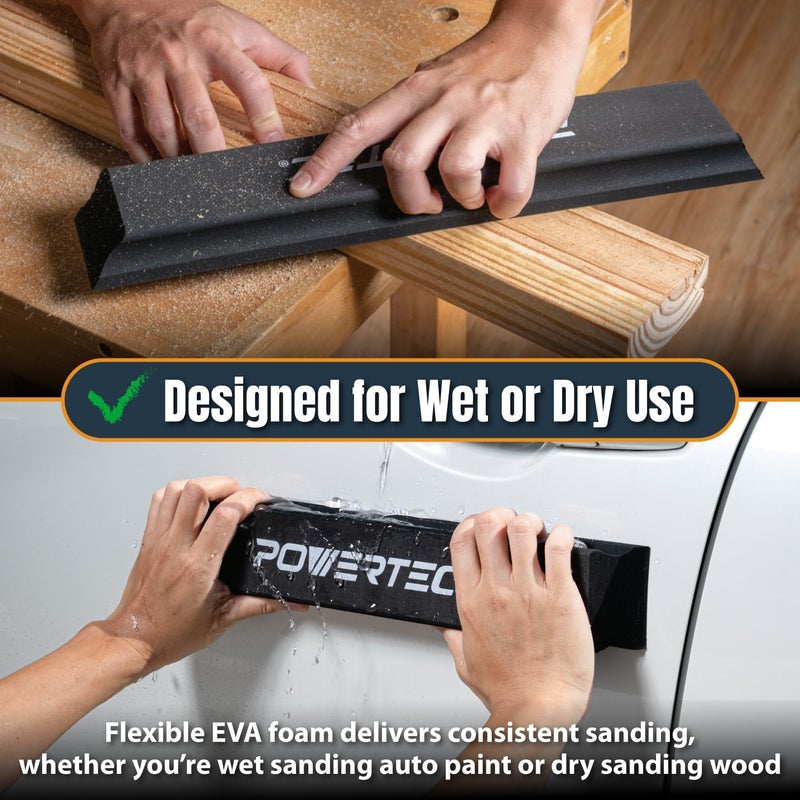 POWERTEC 16" PSA Sanding Block - Compatible with PSA Adhesive Sandpaper -Long Hand Sanding Block for Auto Body, Woodworking, Furniture Refinishing & DIY Projects (72321) - Image 5