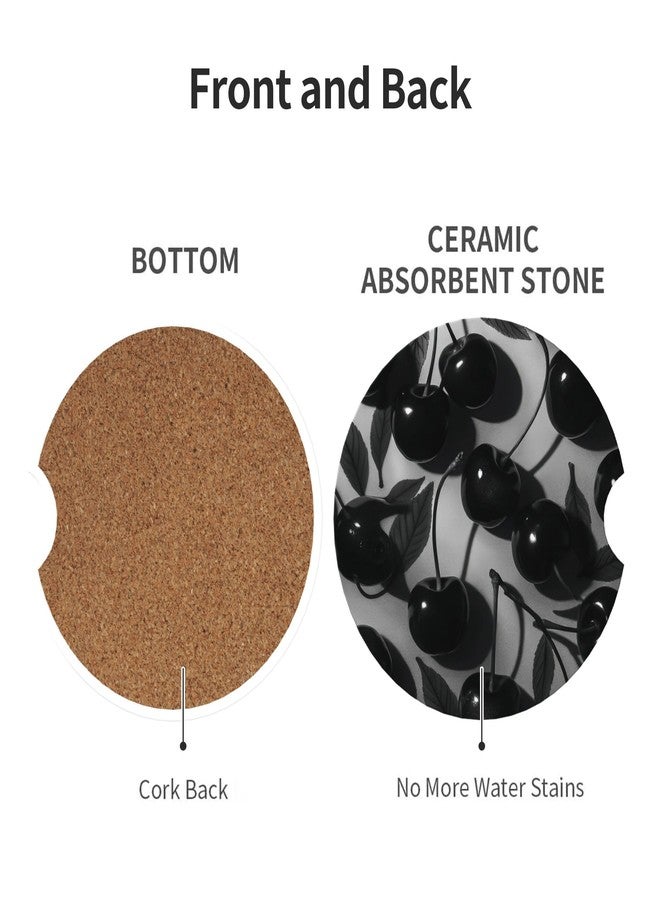 CTVSLFU Absorbent Car Coasters for Cup Holders, 2 Pack Universal Anti Slip Ceramic Cup Coaster for Women Men 2.56 Inch Car Interior Accessories - Black Cherry 021 - Image 2