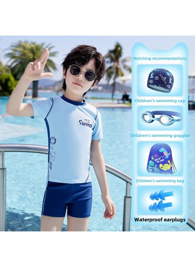 Generic Children's Swimwear Split Big Kids Boys Teenagers Swimwear Summer Hot Swimwear Swimsuit Suit-Color:Blue Dinosaur [special Offer]-Size:5xl (recommended Height 150-160cm) - Image 2