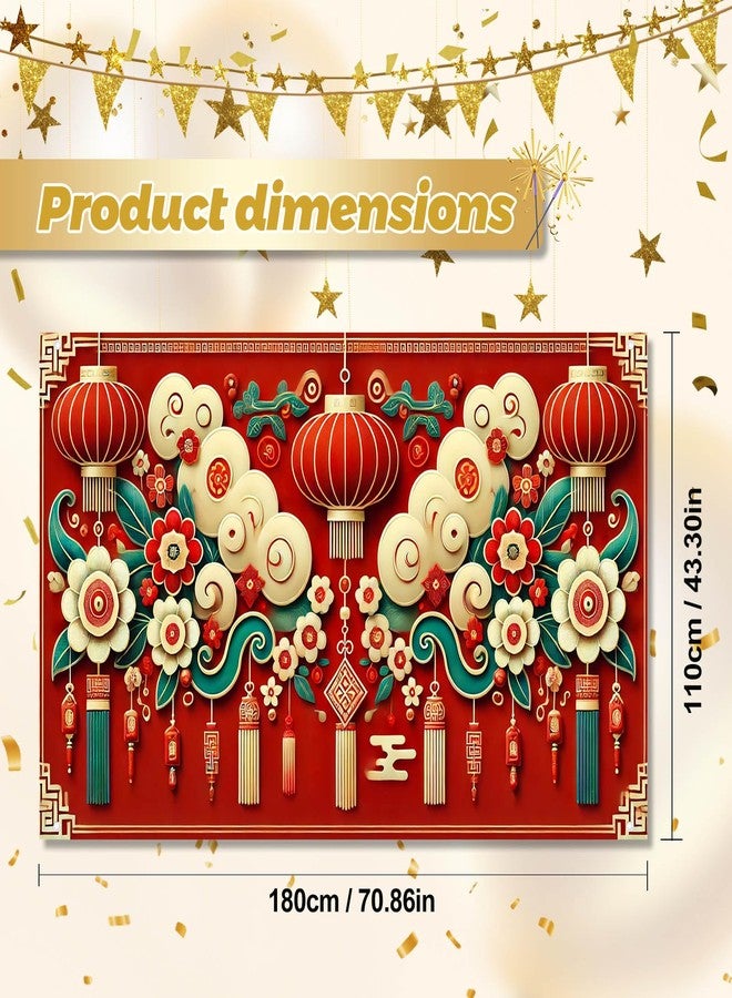 BlissYard Chinese New Year Banner Red Lantern Flower Tassel Backdrop 71x43 Inches Lunar Festival Spring Celebration Decoration Oriental Wall Hanging for Indoor Outdoor Display - Image 4