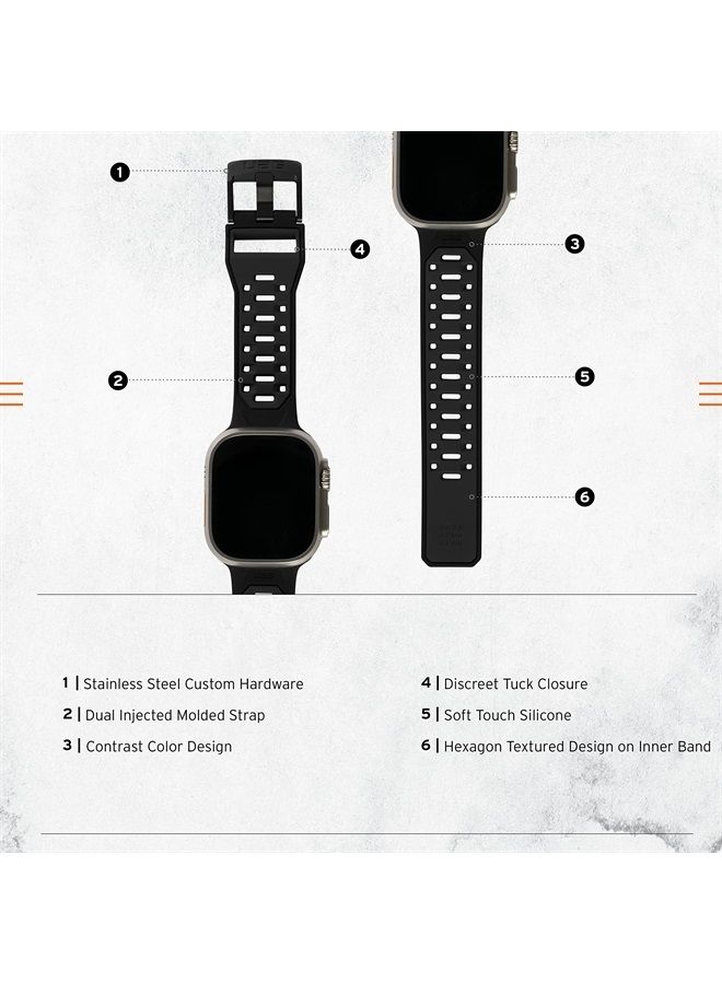 Urban Armor Gear UAG Compatible with Apple Watch Band 49/45/44/42mm for iWatch Series Ultra/SE2/8/1-7/SE Civilian Graphite/Black (New Edition) Sport Sweatproof Silicone Adjustable Replacement Strap  - Image 2