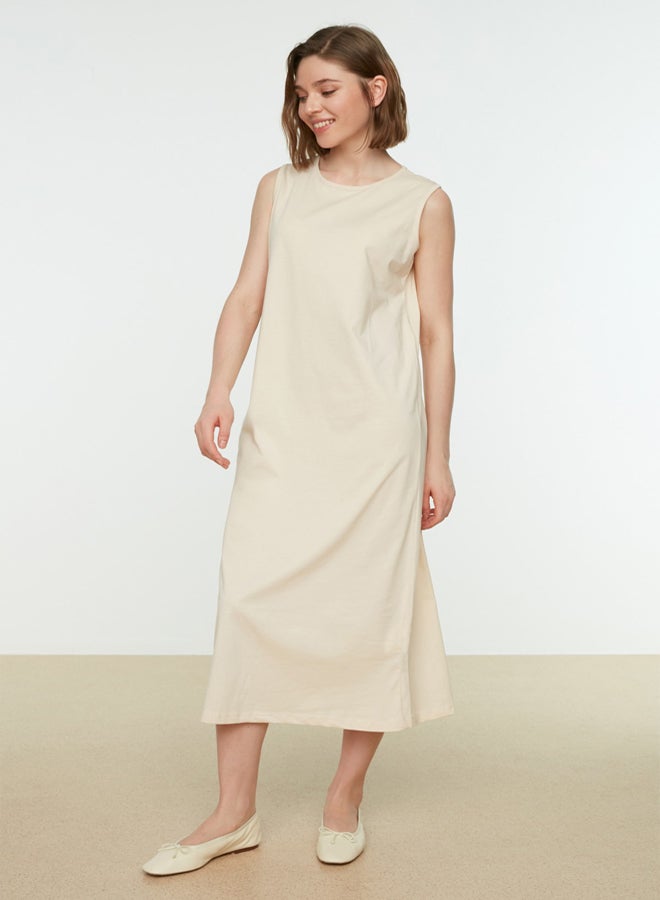 trendyol Beige Sleeveless Long Lining Undershirt Dress TCTSS21UK0034  - Image 5