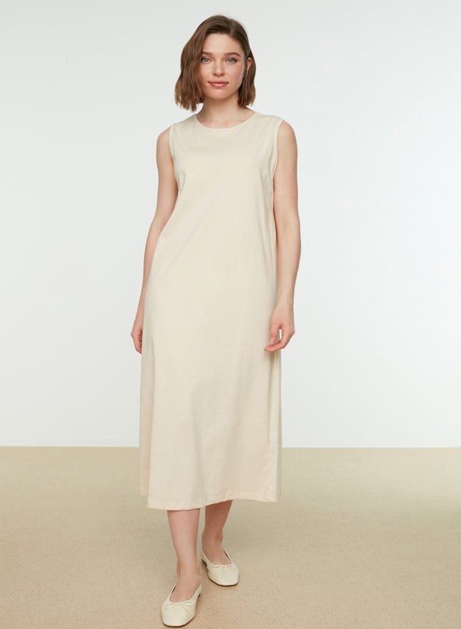 trendyol Beige Sleeveless Long Lining Undershirt Dress TCTSS21UK0034  - Image 1