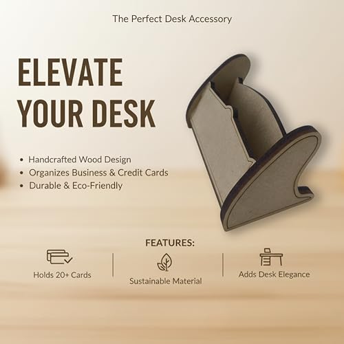 LASER ART Artisan wooden business card holder Handcrafted Wooden Business Card Holder - Elegant and Rustic Desk Organizer for Office - Perfect for Holding Business Cards and Small Office Essentials - Image 4