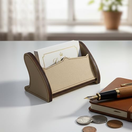 LASER ART Artisan wooden business card holder Handcrafted Wooden Business Card Holder - Elegant and Rustic Desk Organizer for Office - Perfect for Holding Business Cards and Small Office Essentials - Image 1