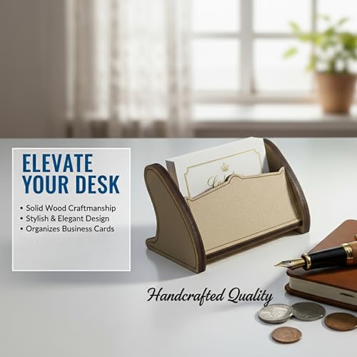 LASER ART Artisan wooden business card holder Handcrafted Wooden Business Card Holder - Elegant and Rustic Desk Organizer for Office - Perfect for Holding Business Cards and Small Office Essentials - Image 3