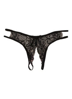 Embroidered Pattern G-String Panty Black