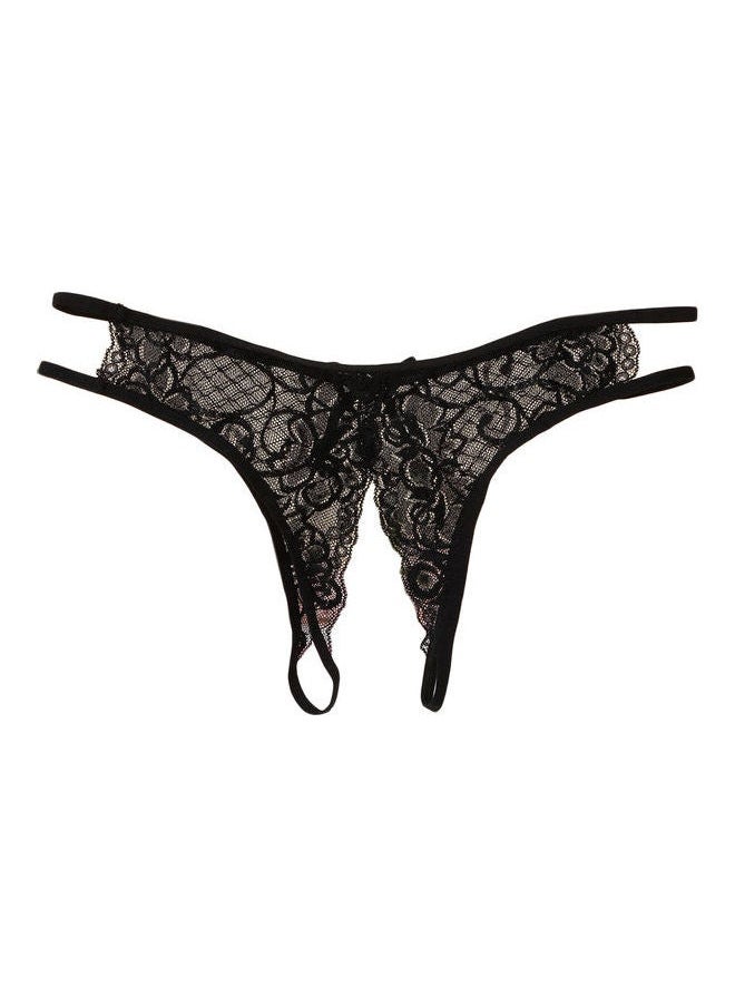 NIBEMINENT - Embroidered Pattern G-String Panty Black - Image 1