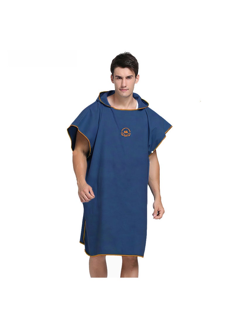 Generic - HiTurbo Quick-Dry Hooded Bathrobe Poncho Sapphire Blue - Image 1