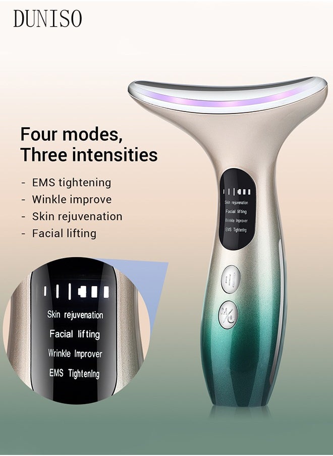 DUNISO - Firming Wrinkle Device for Neck Face,with 3 Color Modes, Double Chin Reducer Vibration Massager 45℃ Heat Vibration For Wrinkles Appearance and Skin Care, Tightening, Smooth - Image 1