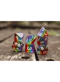 HD Polyhedral Dnd Dice Set Rpg Rainbow Dice For Dungeons And Dragons(D&D) Role Playing Game,Mtg,Pathfinder,Table Game,Math Games Dice Set With Dice Pouch  - Image 4