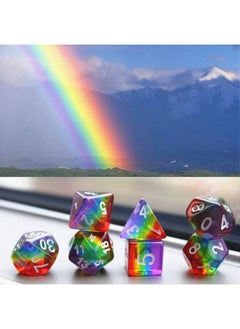 HD Polyhedral Dnd Dice Set Rpg Rainbow Dice For Dungeons And Dragons(D&D) Role Playing Game,Mtg,Pathfinder,Table Game,Math Games Dice Set With Dice Pouch  - Image 3