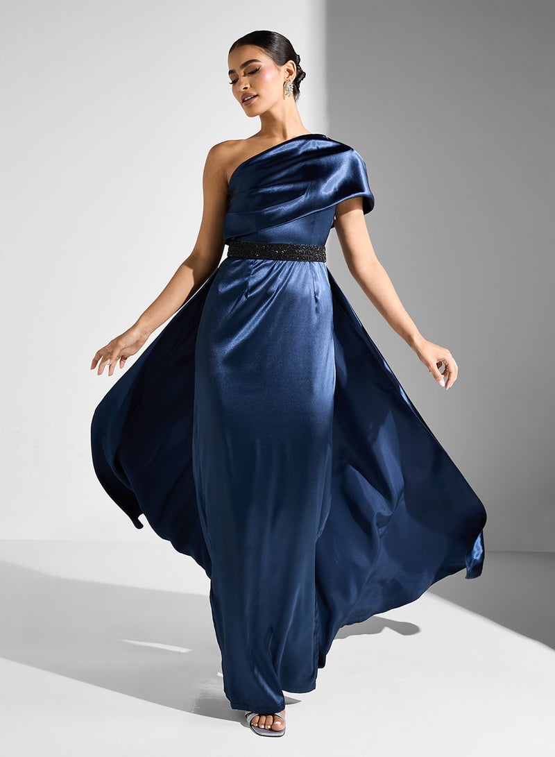 Namshi x Satin One-Shoulder Dress - Image 1