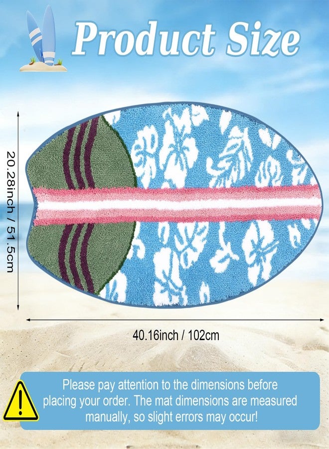 Tinideya Surfboard Beach Bathroom Rug, 20" x 40" Soft Flocked Non Slip Rug, Washable Summer Beach Bath Mat for Shower Floor, Entryway, Living Room, Bedroom, Kitchen, Ocean Coastal Themed Home Decor - Image 3
