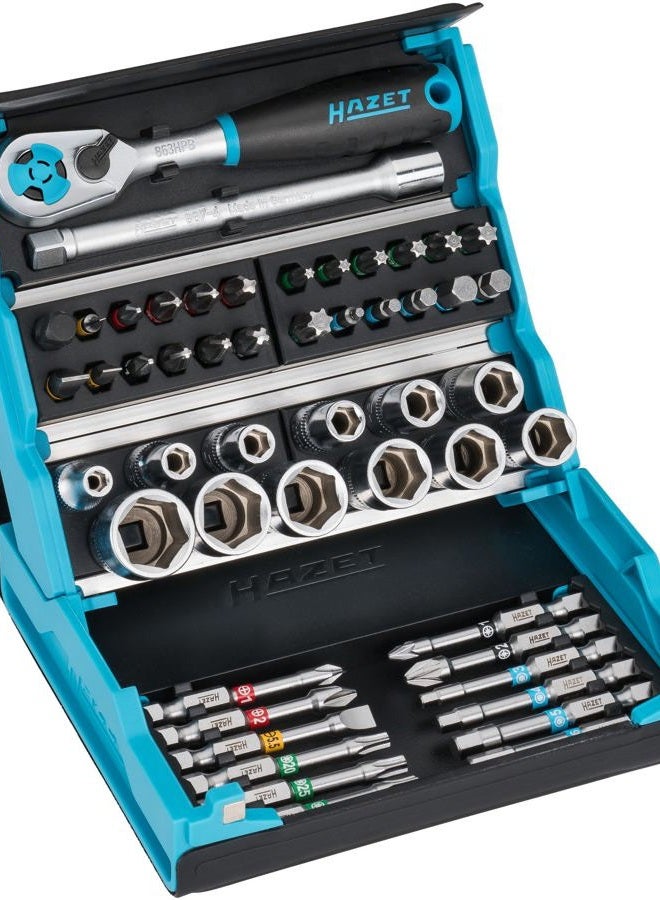 Hazet SmartCase socket spanner and bit set 2200SC-2, hexagonal 6.3, square 6.3 mm (1/4 inch), 50 pieces - Image 1