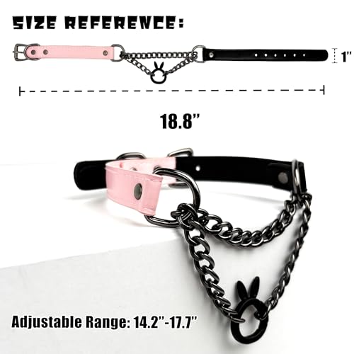 EverGlimp Leather Choker Collar Necklace For Women,Cute Skull Gothic Punk Rock Choker Necklace Collars (BUNNY, PINK) - Image 5
