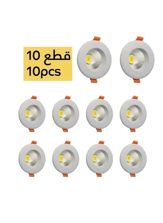 طقم 10 قطع سبوت لايت LED سقف دائري 7 سم – قدرة 7 وات – متوفر بثلاثة ألوان إضاءة (أبيض، أصفر، كريمي) – موفر للطاقة – عمر افتراضي طويل – إضاءة داخلية للمنازل والمكاتب - Image 3