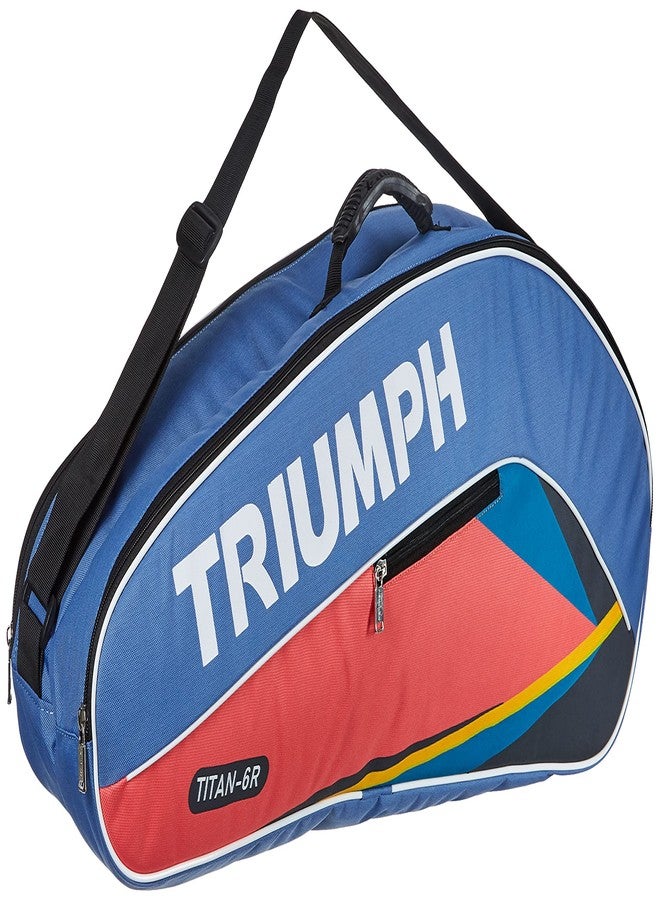 ترايامف مضرب تنس الريشة Triumph Wizard Graphite خفيف الوزن مع أوتار، وحقيبة تنس ريشة Titan-6R ذات حجرتين، لون سماوي/أحمر - Image 3