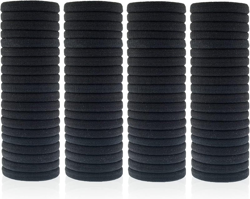 100 Pack Seamless Hair Ties for Women Girls Ponytail Holders for Thick Hair black