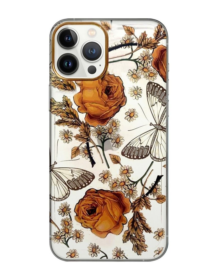 JOWAY iPhone 12 Pro Max Floral Clear Case Ultra Slim Shockproof Flower Print Transparent Cover Design 6 - Image 1