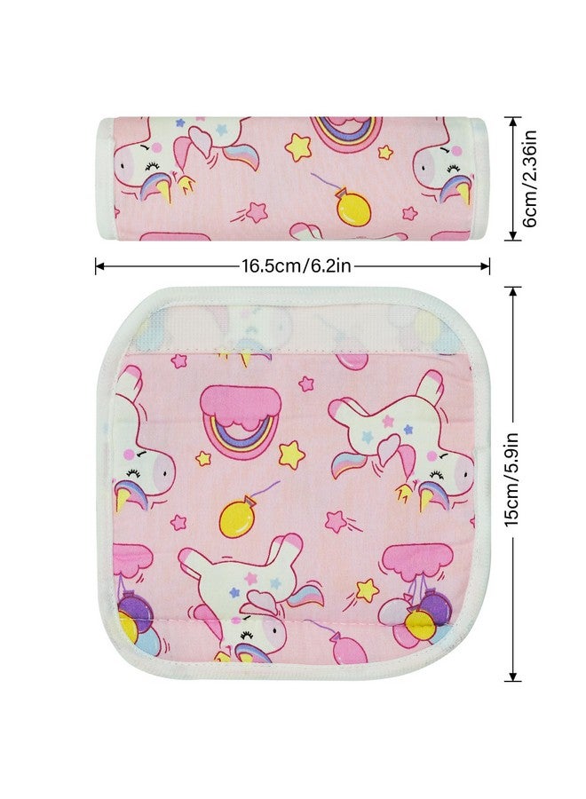 CUXFLS Baby Strap Cover for Children, 2 Pcs Infant Car Seat Belt Cover Pad, Neck Pad Protector for Kids Newborn Toddlers (Pink Unicorn) - Image 2