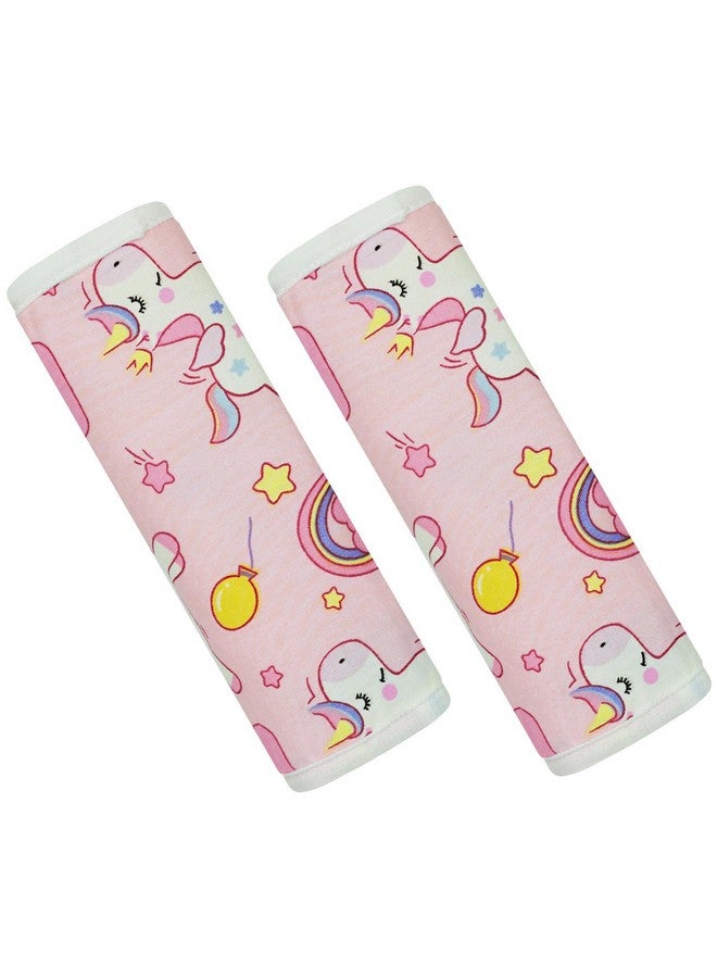 CUXFLS Baby Strap Cover for Children, 2 Pcs Infant Car Seat Belt Cover Pad, Neck Pad Protector for Kids Newborn Toddlers (Pink Unicorn) - Image 1