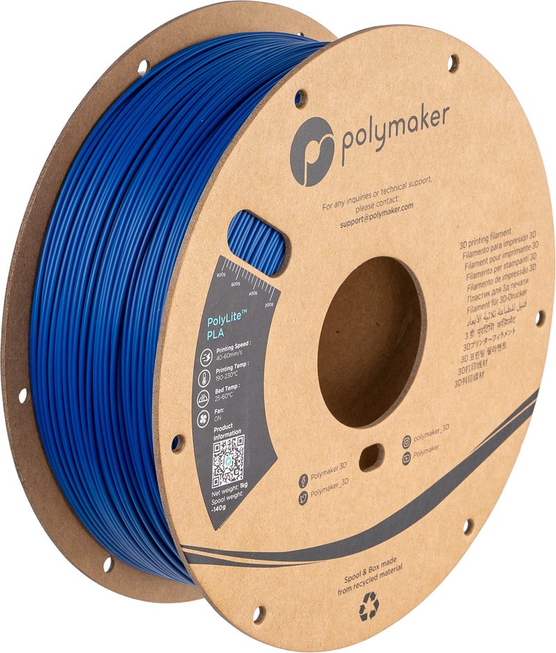 Polymaker PLA Filament, Blue 3D Printing PLA Filament 1.75mm 1kg - PolyLite 3D Printer PLA Filament, Dimensional Accuracy +/- 0.03mm, Compatible with Most 3D Printer, Blue - Image 1