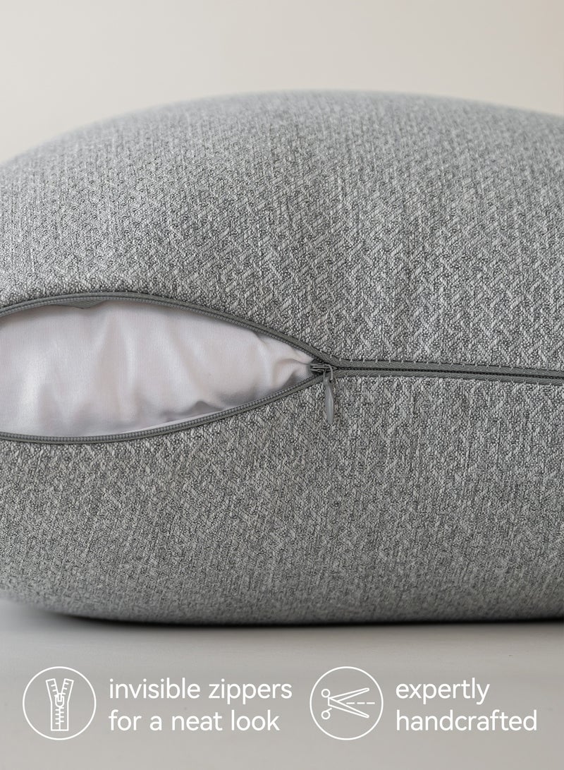 لحظة غطاء وسادة 45 × 45 سم رمادي مزخرف بملمس عصري غطاء وسادة منزل ريفي حديث غطاء وسادة صلب حزمة من 2 لตกات ديكور المنزل الأريكة غرفة النوم - Image 3